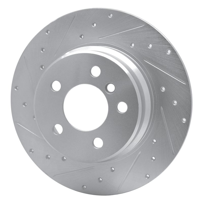 BMW X5 Brake Rotor (1) - Rear Left - R1 Concepts - Drilled & Slotted - Silver - `00-`06